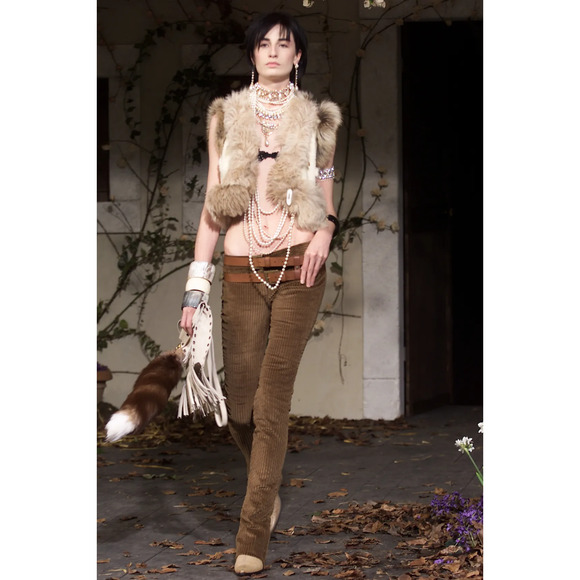 Dolce & Gabbana Vintage Brown Runway Velvet Bootcut Pants (Size IT44)